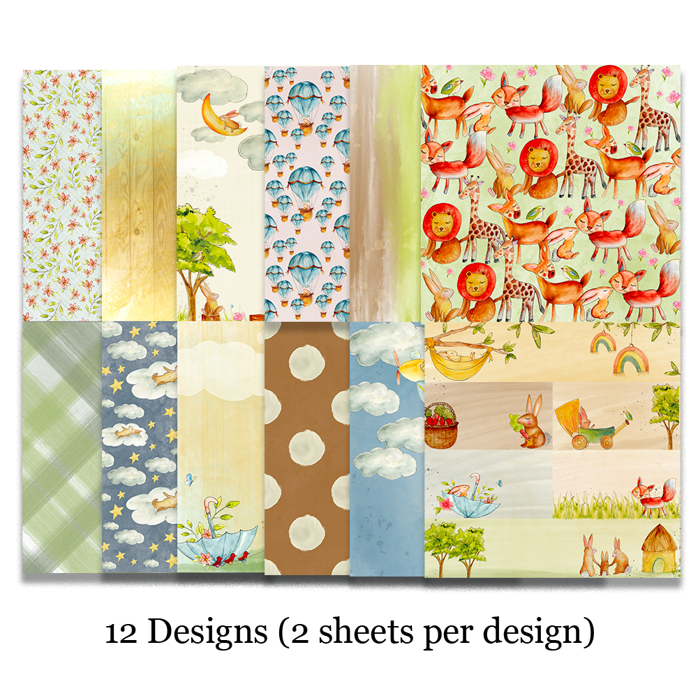 Sweet Bunny Pattern Paper - 12"x12" - Paper Harmony