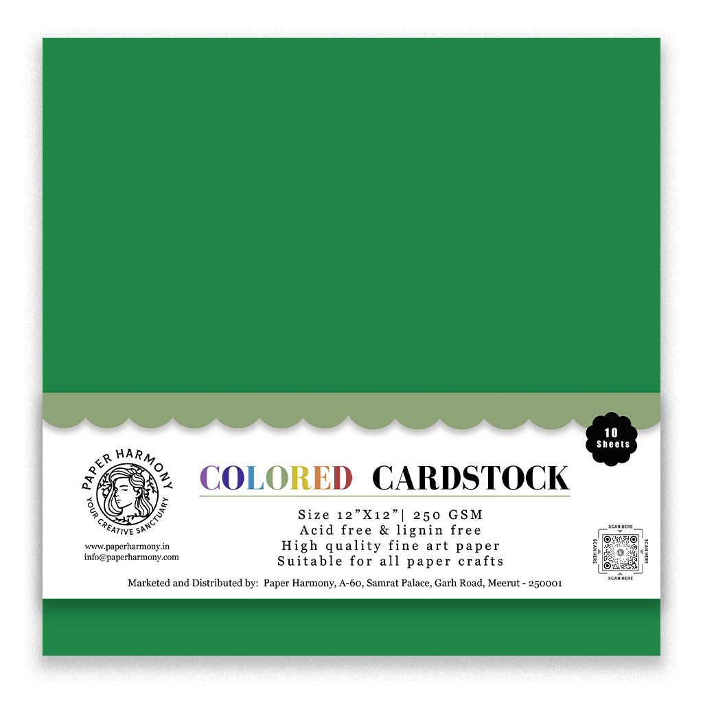 Amazon Green Cardstock 12"x12" - 250 GSM - Paper Harmony