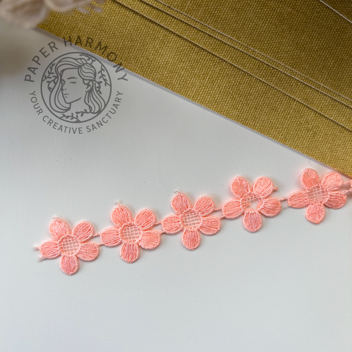 Floral Lace Peach, 1 MTR - Paper Harmony
