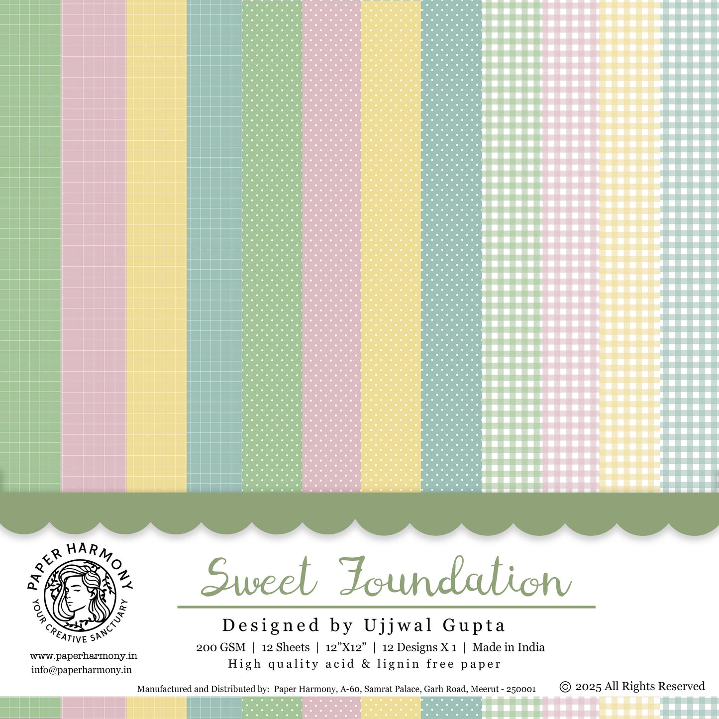 Sweet Foundation Pattern Paper - 12"x12"