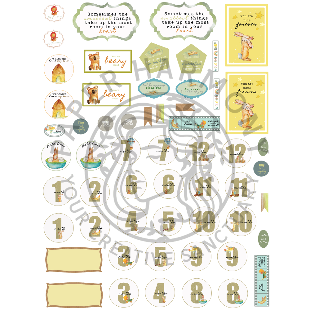 Sweet Bunny Ephemera - Die cut Elements - Paper Harmony