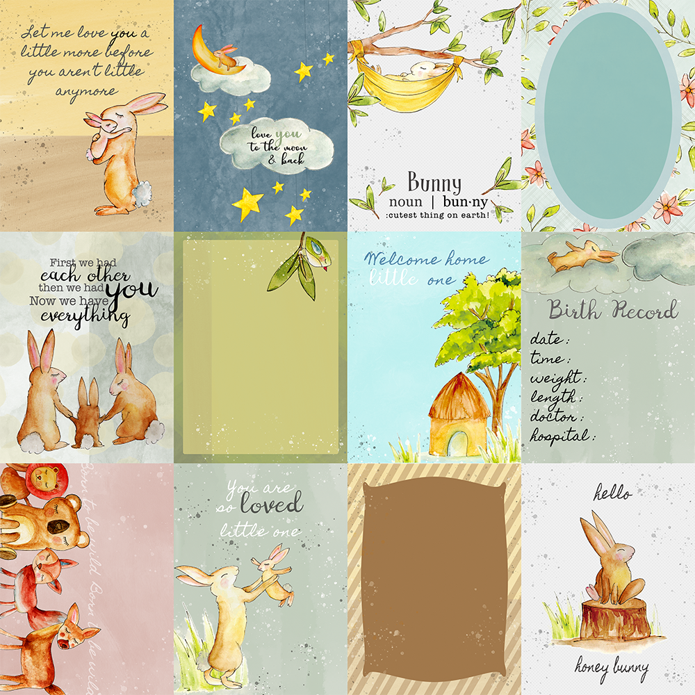 Sweet Bunny Journaling Cards - 3"X4" - Paper Harmony