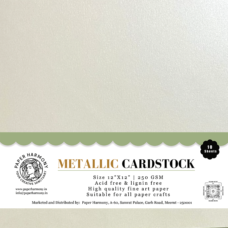Pearl Metallic Cardstock 12"x12" - 250 GSM - Paper Harmony