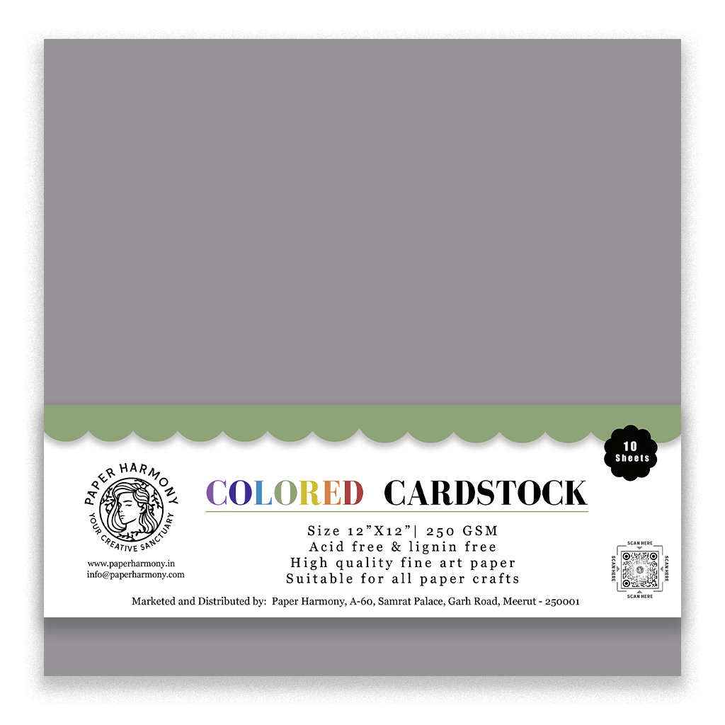 Grey Cardstock 12"x12" - 250 GSM - Paper Harmony