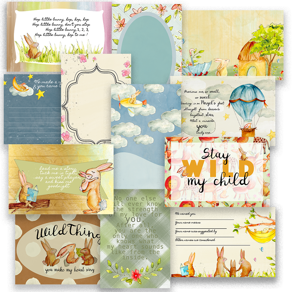 Sweet Bunny Journaling Cards - 4"X6" - Paper Harmony